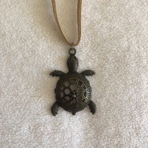 Turtle, leather cord necklace